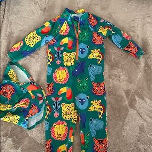 Baby Boden Multicolor Animal Print Kids Swim One Piece